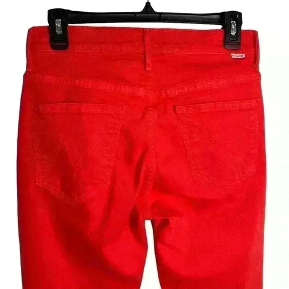 Mother the stunner ankle fray play date denim jeans in tomato red size 28 - Picture 10 of 15